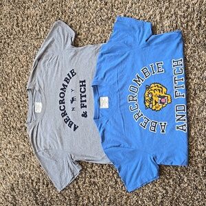 Abercrombie & Fitch Men Short Sleeve Tee: Size Medium 2 pack Gray and Blue
